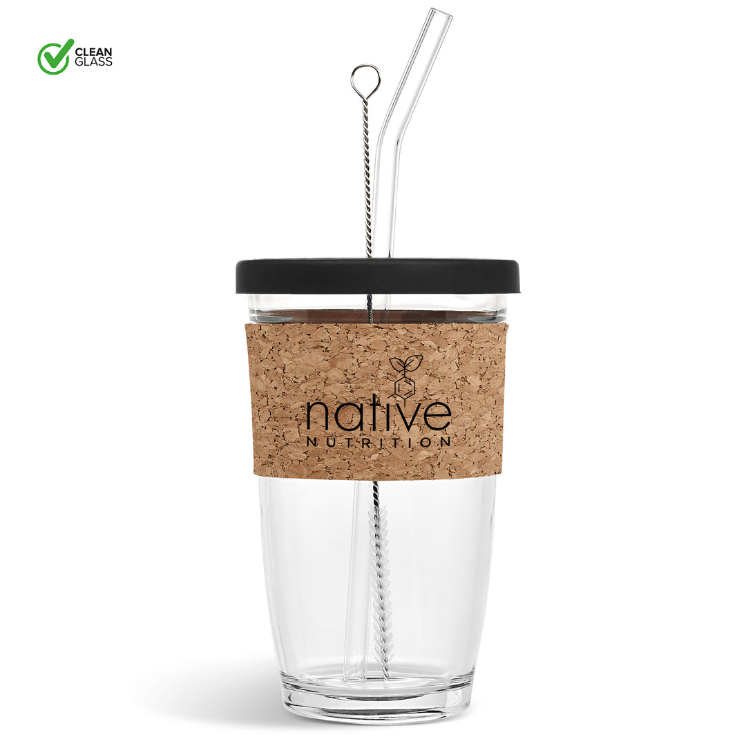 Kooshty Kork Glass Smoothie Kup & Straw - 480ml