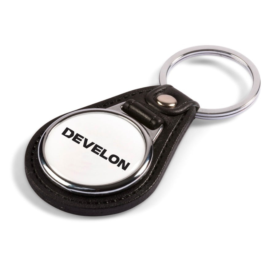 Oval Leather & Metallic Key chain
