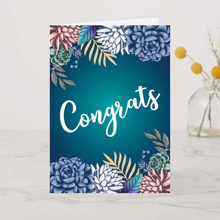 Congrats Floral A6 Card - Purpink