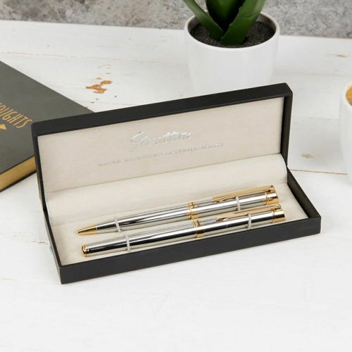 Stratton Rollerball & Ballpoint Pen Set - Silver & Gold