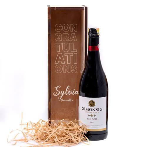 Simonsig Wooden wine Giftbox - Purpink