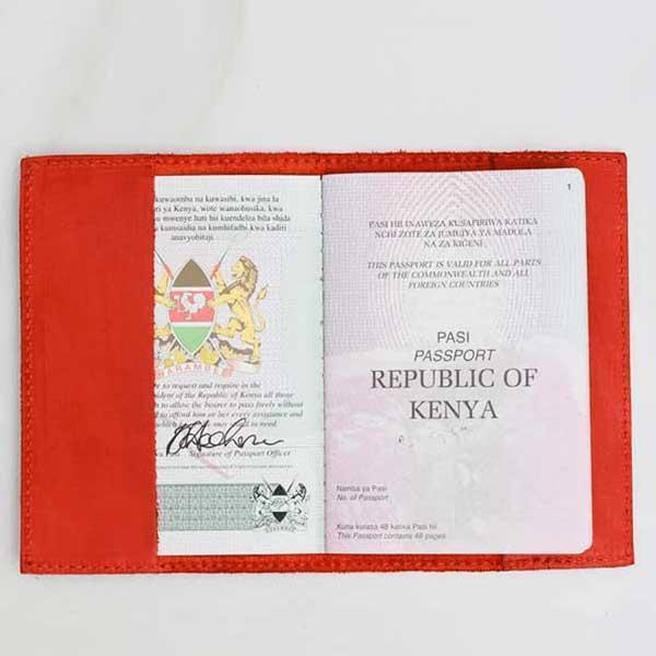 Red Genuine Leather PASSPORT HOLDER - Purpink